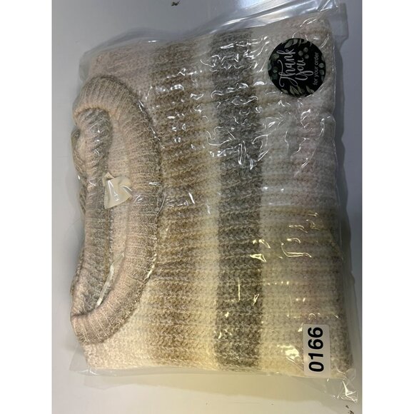 Women's Sweater natural tones with pink stripe Size Large - Picture 12 of 13